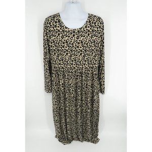 Women's Long Sleeve Loose Animal Print Maxi Dress 20W  NWOT